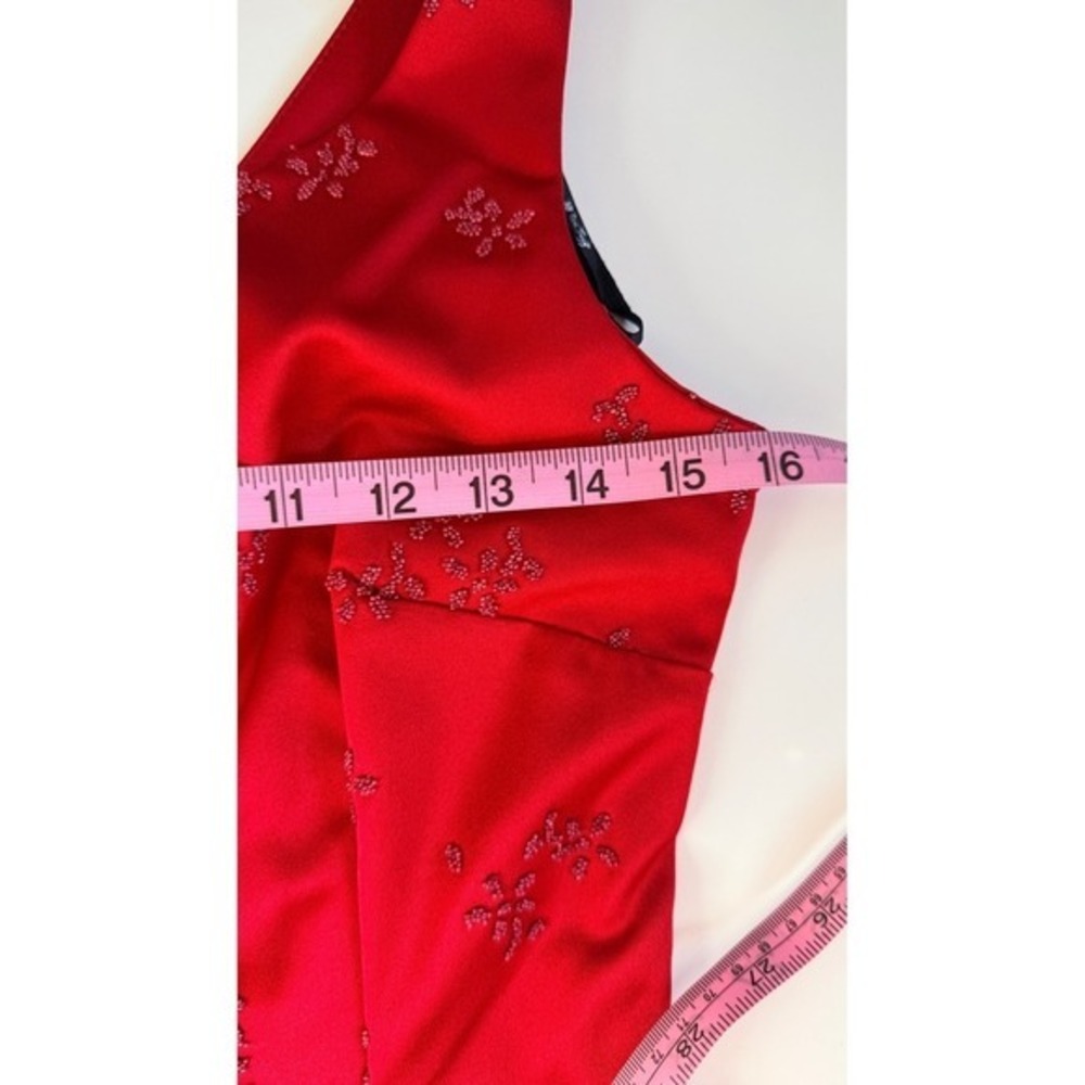 All That Jazz Vintage Coquette Red Beaded Satin Mini Dress Size 7/8 Made in USA - Picture 11 of 14